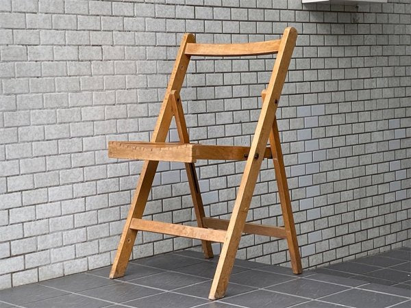 UKビンテージ UK Vintage フォールディングチェア foulding chair ガーデンチェア ビーチ材 花台 ランプ台 アンティーク 英国家具 ■