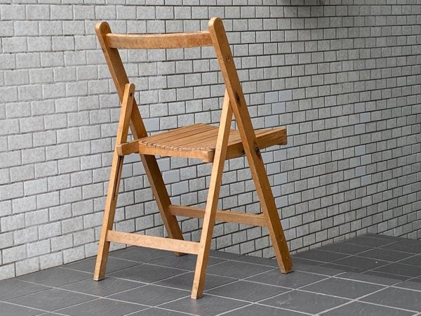 UKビンテージ UK Vintage フォールディングチェア foulding chair ガーデンチェア ビーチ材 花台 ランプ台 アンティーク 英国家具 ■