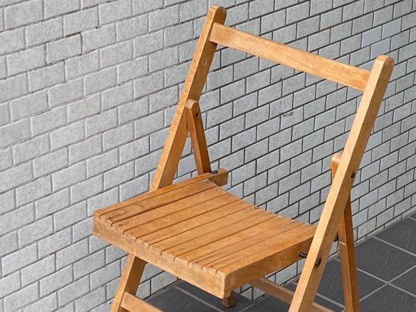 UKビンテージ UK Vintage フォールディングチェア foulding chair ガーデンチェア ビーチ材 花台 ランプ台 アンティーク 英国家具 ■