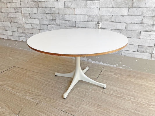 ハーマンミラー Herman Miller ペデスタルテーブル PEDESTAL TABLE エンドテーブル Φ72cm ホワイト ジョージ・ネルソン メダリオン付き 60'sビンテージ ●