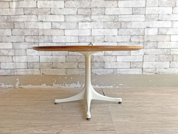 ハーマンミラー Herman Miller ペデスタルテーブル PEDESTAL TABLE エンドテーブル Φ72cm ホワイト ジョージ・ネルソン メダリオン付き 60'sビンテージ ●