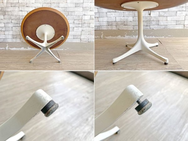 ハーマンミラー Herman Miller ペデスタルテーブル PEDESTAL TABLE エンドテーブル Φ72cm ホワイト ジョージ・ネルソン メダリオン付き 60'sビンテージ ●