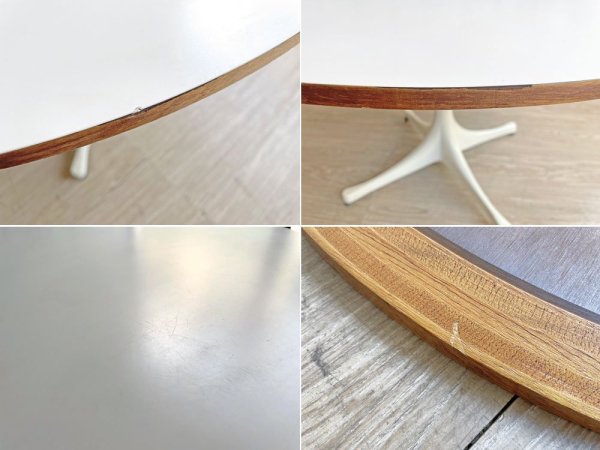 ハーマンミラー Herman Miller ペデスタルテーブル PEDESTAL TABLE エンドテーブル Φ72cm ホワイト ジョージ・ネルソン メダリオン付き 60'sビンテージ ●