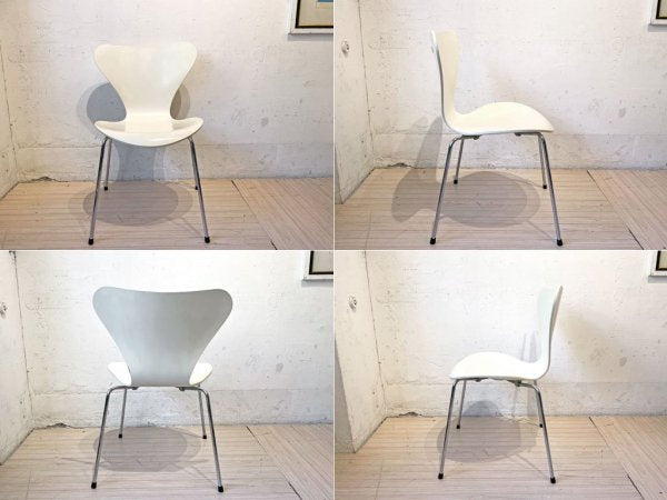 フリッツハンセン Fritz Hansen セブンチェア ダイニングチェア スタッキングチェア ラッカーホワイト 1990年製 アルネ・ヤコブセン デンマーク 北欧家具 ヤケ有 A★