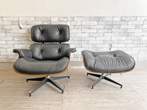 イームズラウンジチェア＆オットマン ブラック チャールズ＆レイ・イームズ C&R Eames ミッドセンチュリー リプロダクト品 ●