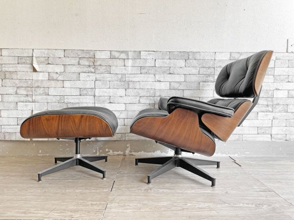 イームズラウンジチェア＆オットマン ブラック チャールズ＆レイ・イームズ C&R Eames ミッドセンチュリー リプロダクト品 ●