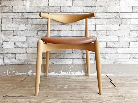 カールハンセン＆サン Carl Hansen & Son CH20 エルボーチェア ダイニングチェア ビーチ材 ソープフィニッシュ レザーシート ハンス・J・ウェグナー 北欧家具 A ●