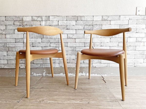 カールハンセン＆サン Carl Hansen & Son CH20 エルボーチェア ダイニングチェア ビーチ材 ソープフィニッシュ レザーシート ハンス・J・ウェグナー 北欧家具 A ●