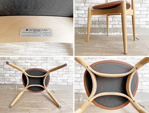 カールハンセン＆サン Carl Hansen & Son CH20 エルボーチェア ダイニングチェア ビーチ材 ソープフィニッシュ レザーシート ハンス・J・ウェグナー 北欧家具 B ●