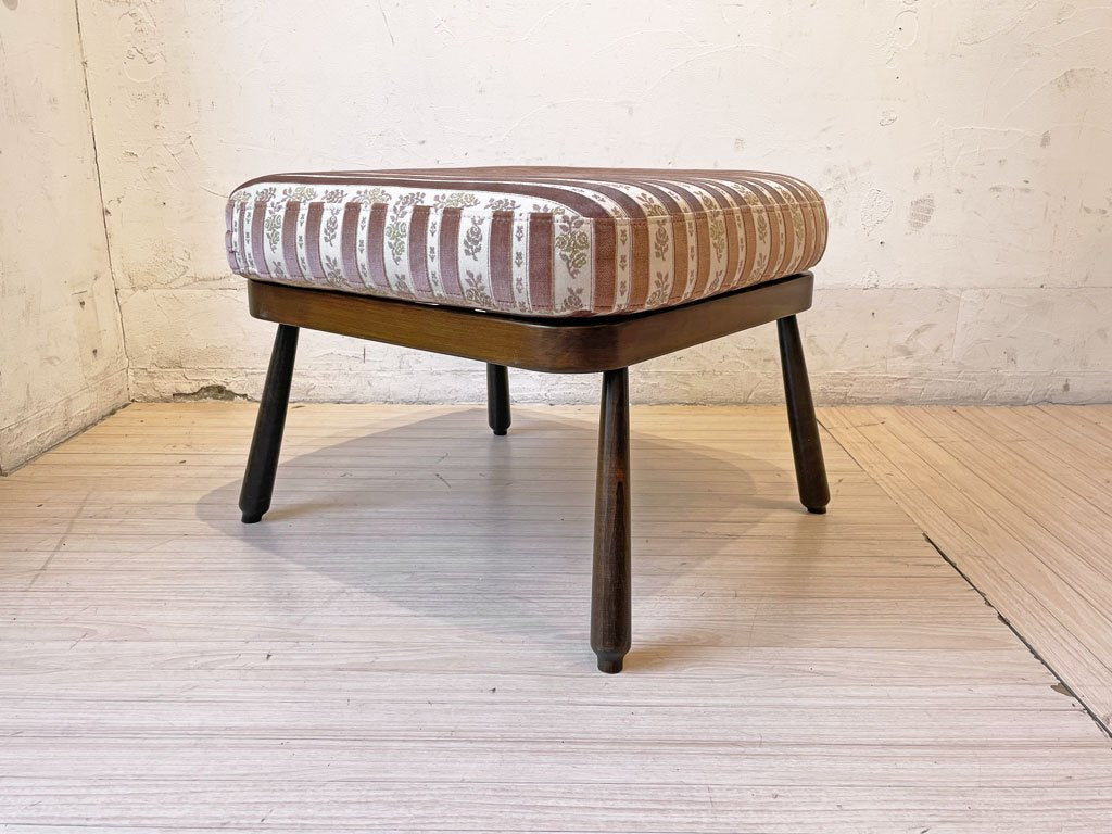 アーコール ERCOL エバーグリーン オットマン スツール Ottoman Stool ウェービングシート ビーチ材 UK ビンテージ 英国 定価92,400円 ★