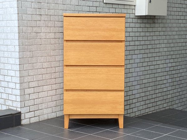 無印良品 MUJI スリムチェスト タモ材 無垢集成材 4段 W48cm ナチュラル シンプルモダン 廃番モデル ■