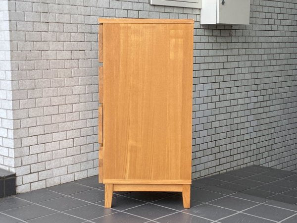 無印良品 MUJI スリムチェスト タモ材 無垢集成材 4段 W48cm ナチュラル シンプルモダン 廃番モデル ■