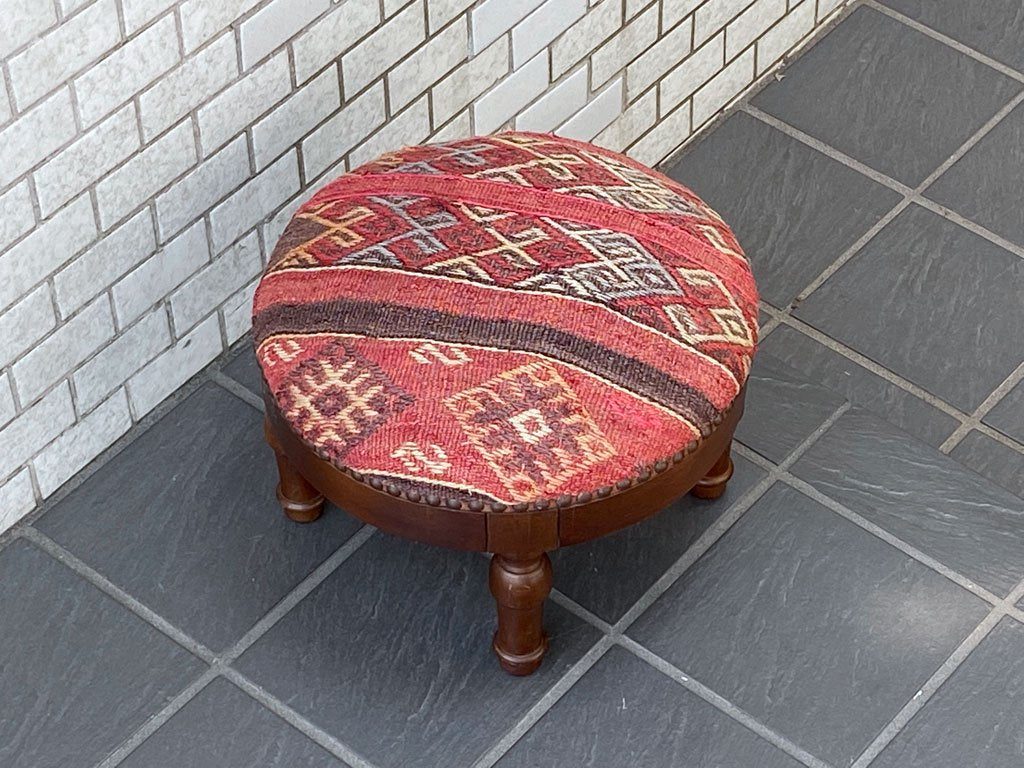 ビンテージ Vintage オールドキリム old kilim フットスツール オットマン アンティーク ■