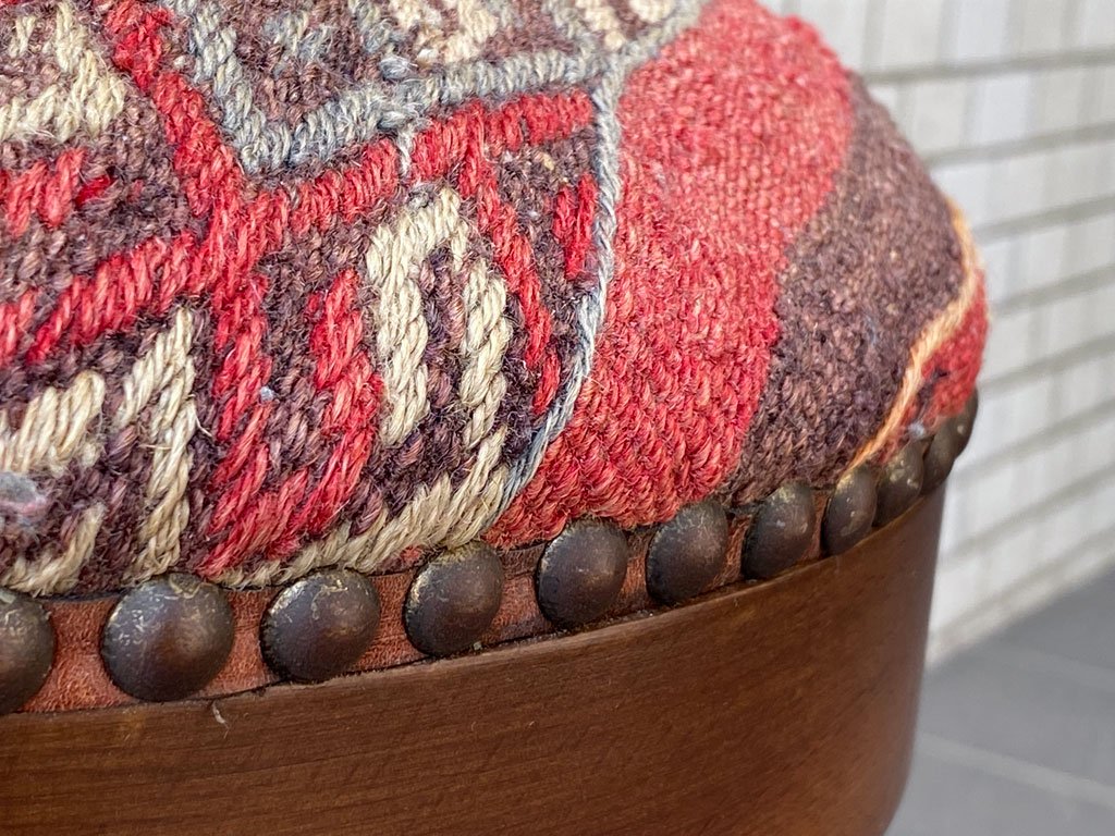 ビンテージ Vintage オールドキリム old kilim フットスツール オットマン アンティーク ■