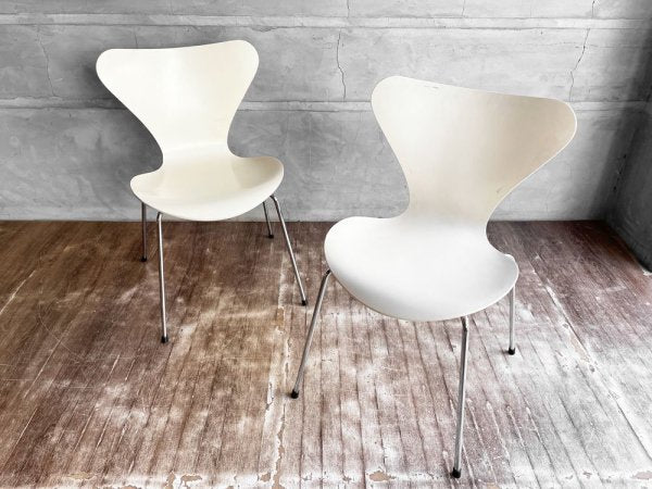 フリッツハンセン Fritz Hansen セブンチェア ダイニングチェア スタッキングチェア ラッカーホワイト 1990年製 アルネ・ヤコブセン デンマーク 北欧家具 A♪