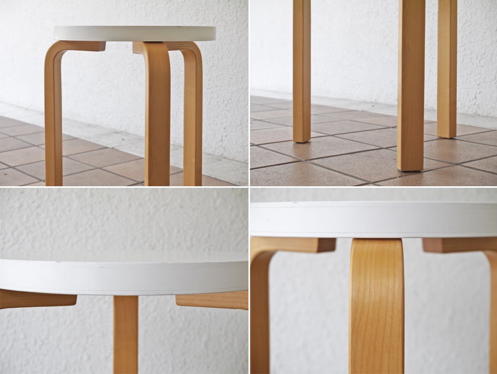 アルテック Artek スツール60 stool60 パイミオ 3本脚 80周年記念モデル ホワイトラッカー アルヴァ・アアルト 北欧家具 ◇