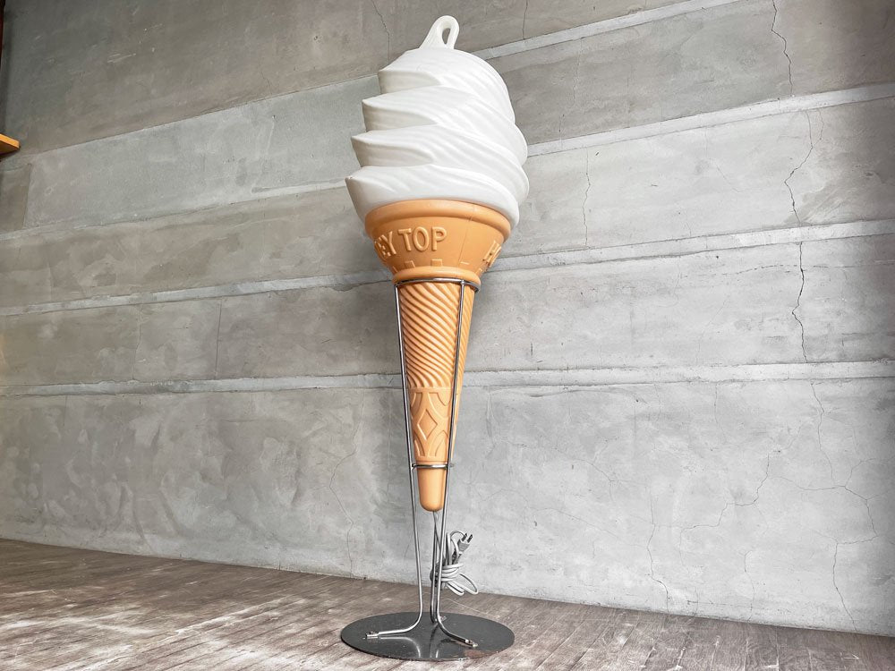 HONEY TOP ソフトクリーム 電飾看板 自立看板 ディスプレイ 店舗什器 レトロ H125.5cm 割れ有り 開閉不可 動作未確認 現状品♪
