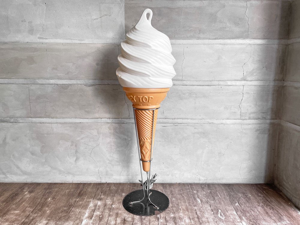 HONEY TOP ソフトクリーム 電飾看板 自立看板 ディスプレイ 店舗什器 レトロ H125.5cm 割れ有り 開閉不可 動作未確認 現状品♪