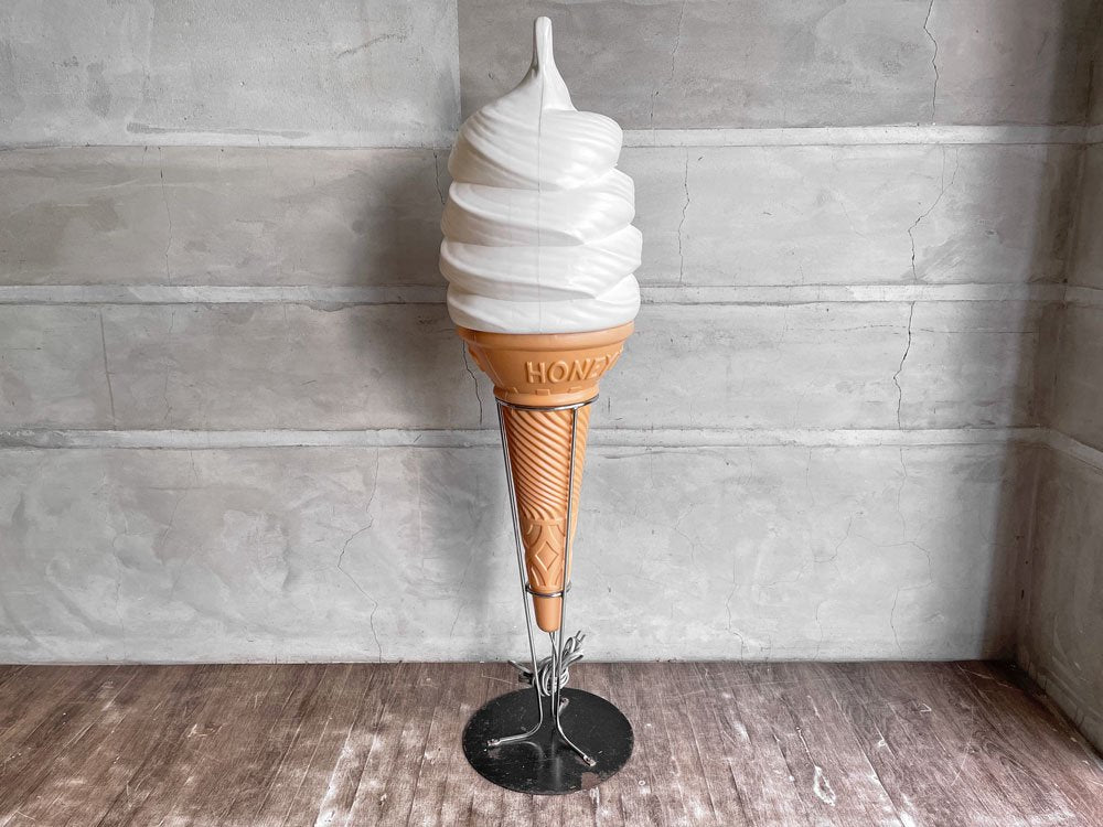 HONEY TOP ソフトクリーム 電飾看板 自立看板 ディスプレイ 店舗什器 レトロ H125.5cm 割れ有り 開閉不可 動作未確認 現状品♪