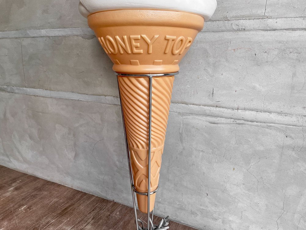 HONEY TOP ソフトクリーム 電飾看板 自立看板 ディスプレイ 店舗什器 レトロ H125.5cm 割れ有り 開閉不可 動作未確認 現状品♪