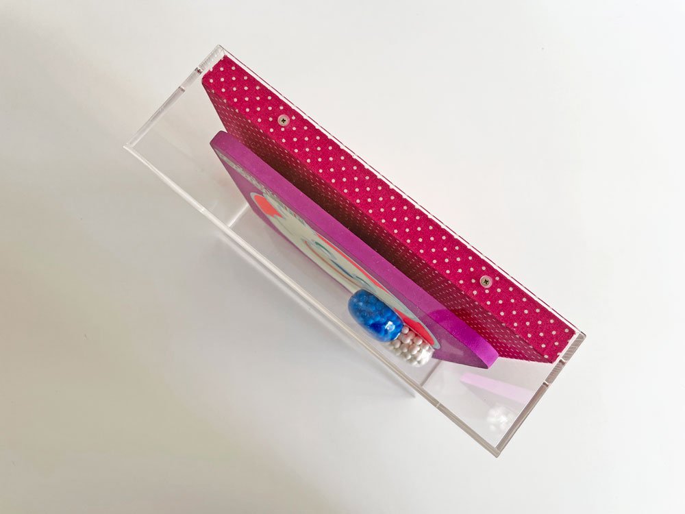 内田有 ポップジャンキー pop junky クールイット COOL IT × medicine (blue heart) アクリルアート 23×23cm 直筆サイン入り 現代アーティスト B ●