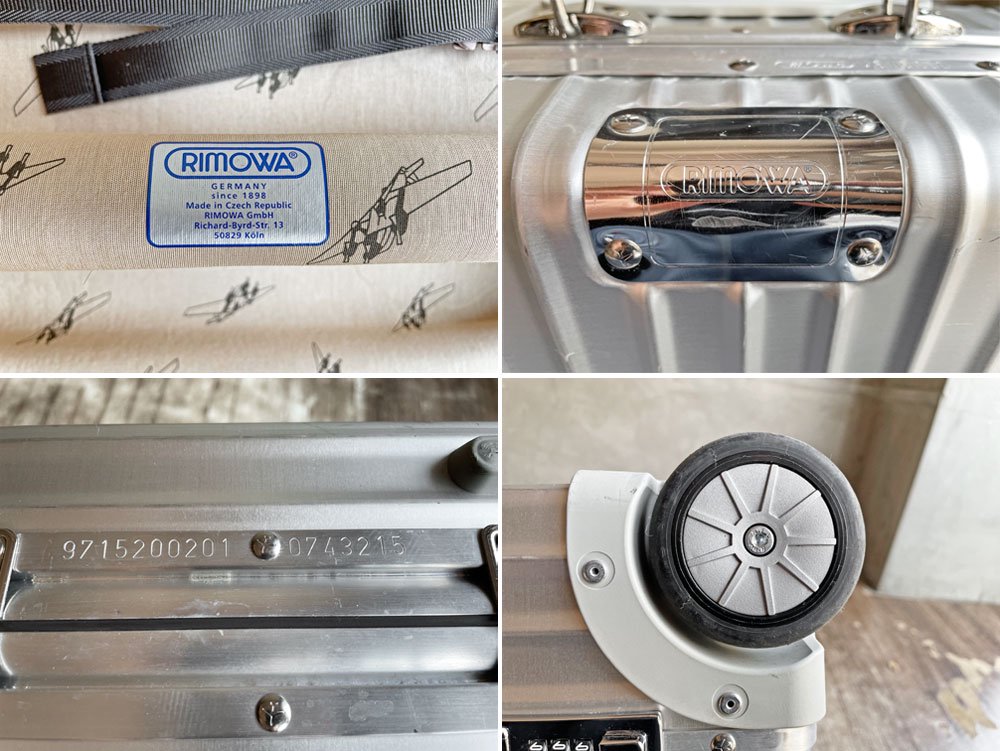 リモワ RIMOWA クラシックフライト スーツケース キャリーケース シルバー レザートップハンドル 35L TSAロック 2輪 
 最終モデル ドイツ製 希少 ♪