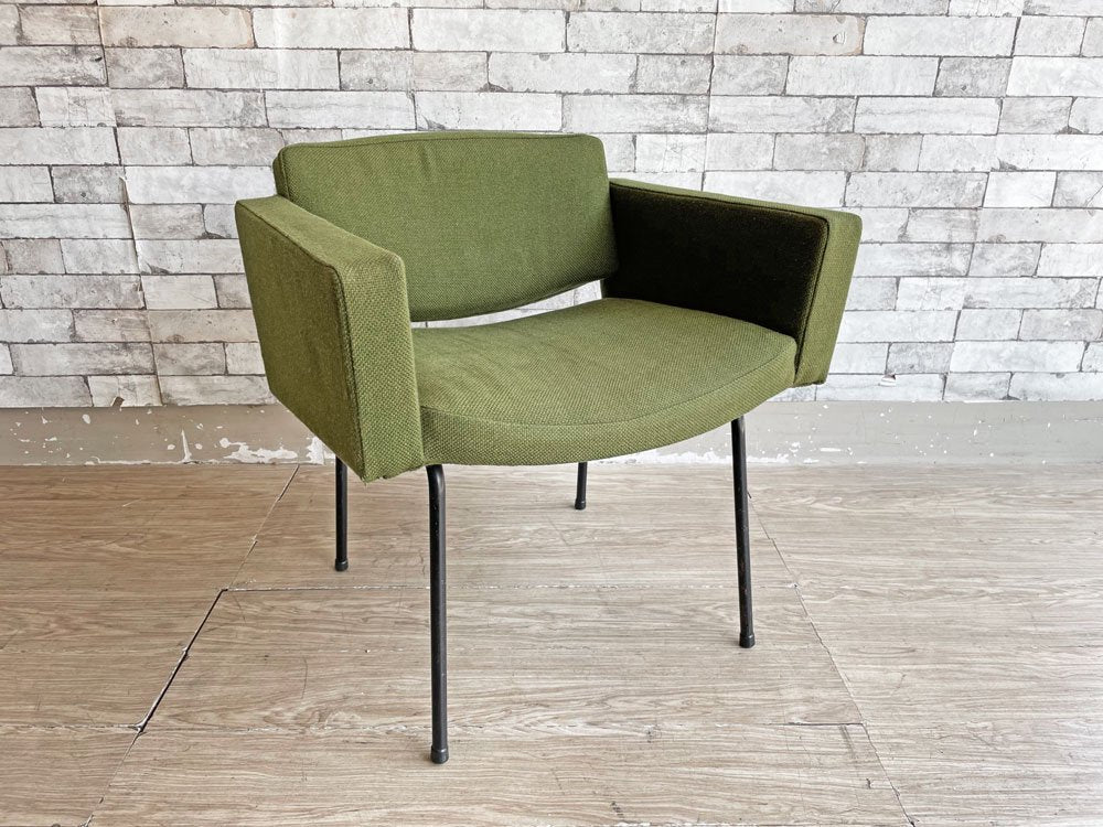 ミューロップ Meurop コンセイユ Conseil ラウンジチェア ピエール・ガーリッシュ Pierre Guarich ファブリック グリーン系 ビンテージ ベルギー ●