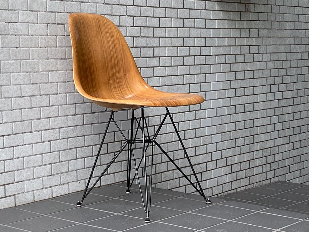 ハーマンミラー Herman Miller サイドシェルチェア DWSR ウォールナット ウッドシェル エッフェルベース C&R イームズ ミッドセンチュリー B ■