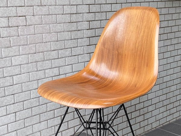 ハーマンミラー Herman Miller サイドシェルチェア DWSR ウォールナット ウッドシェル エッフェルベース C&R イームズ ミッドセンチュリー B ■