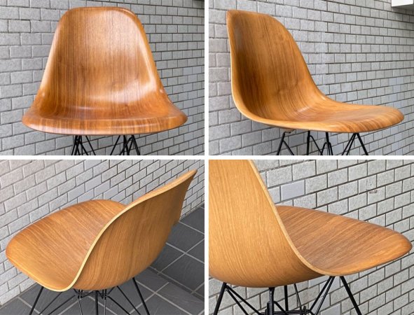 ハーマンミラー Herman Miller サイドシェルチェア DWSR ウォールナット ウッドシェル エッフェルベース C&R イームズ ミッドセンチュリー B ■