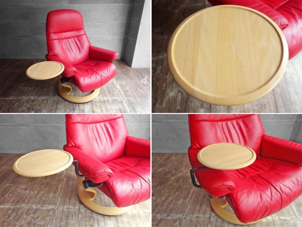 エコーネス EKORNES ストレスレス Stressless サンライズ リクライニングチェア  本革 レザー サイドテーブル オットマン付き♪