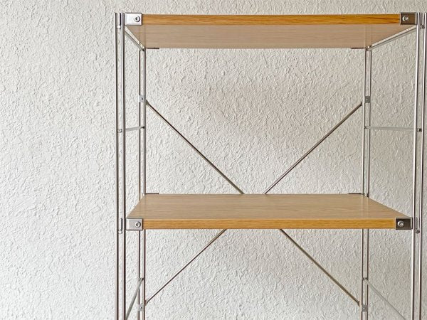 無印良品 MUJI ステンレスユニットシェルフ 3段 オーク材 スリム 小サイズ W58 H83cm 定価￥15,900- ◇