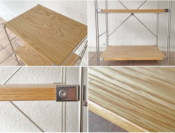無印良品 MUJI ステンレスユニットシェルフ 3段 オーク材 スリム 小サイズ W58 H83cm 定価￥15,900- ◇