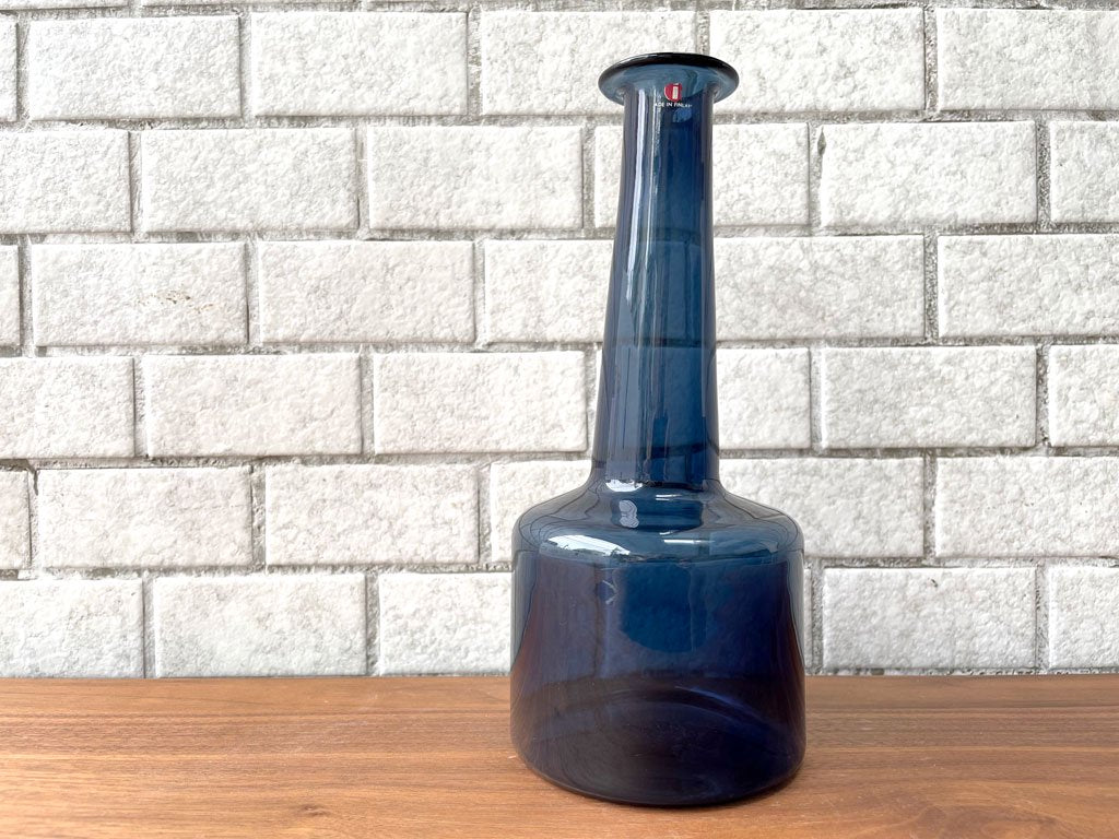 イッタラ iittala i-glass bottle 2504 フラワーベース ネイビー ティモ・サルパネヴァ Timo Sarpaneva フルネーム刻印有り ■