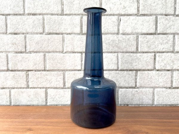 イッタラ iittala i-glass bottle 2504 フラワーベース ネイビー ティモ・サルパネヴァ Timo Sarpaneva フルネーム刻印有り ■