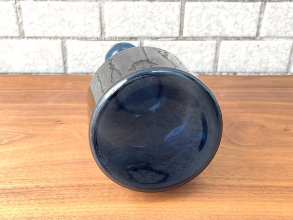 イッタラ iittala i-glass bottle 2504 フラワーベース ネイビー ティモ・サルパネヴァ Timo Sarpaneva フルネーム刻印有り ■