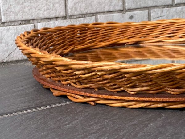 ヨーロピアンビンテージ European Vintage ラタン ウォールミラー ラウンド 壁掛け 鏡 ■
