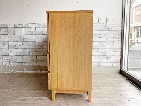 無印良品 MUJI 木製チェスト 4段チェスト タモ材 ナチュラル 抽斗5杯 W95 シンプルデザイン  ●