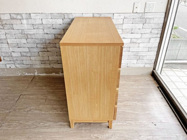 無印良品 MUJI 木製チェスト 4段チェスト タモ材 ナチュラル 抽斗5杯 W95 シンプルデザイン  ●
