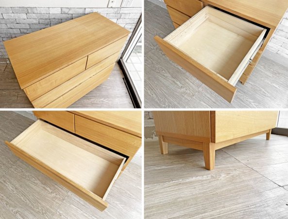 無印良品 MUJI 木製チェスト 4段チェスト タモ材 ナチュラル 抽斗5杯 W95 シンプルデザイン  ●