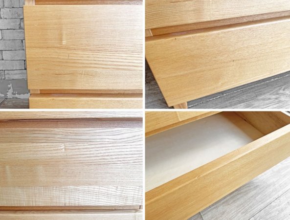 無印良品 MUJI 木製チェスト 4段チェスト タモ材 ナチュラル 抽斗5杯 W95 シンプルデザイン  ●