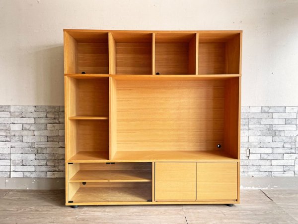 無印良品 MUJI スタッキングキャビネット Cセット オーク材 W162.5cm AVボード 壁面収納 ナチュラル シンプルモダン B ●