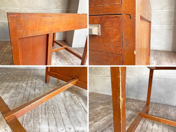 ジャパンビンテージ Japan vintage デスク 片袖机 作業台 抽斗3杯 W88.5cm 昭和レトロ ♪