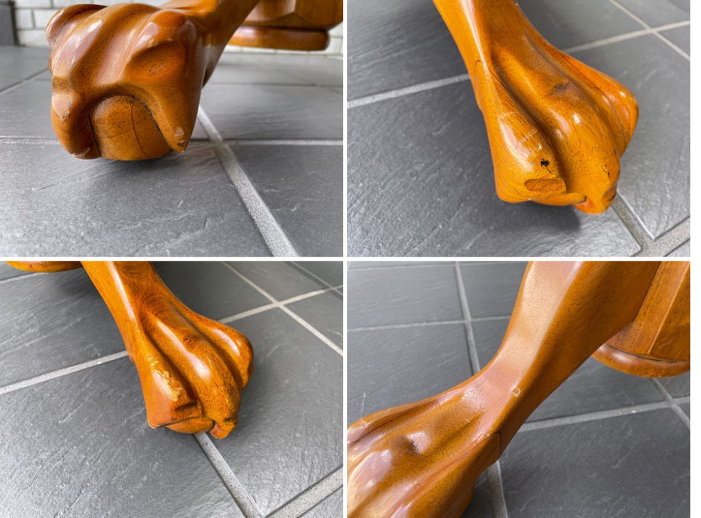 ヨーロピアンクラシカル センターテーブル カフェテーブル オーク材 猫脚 ■