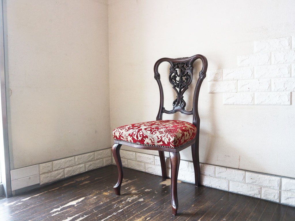 英国 アンティーク チッペンデール 様式 ダイニングチェア イギリス マホガニー材 ◎