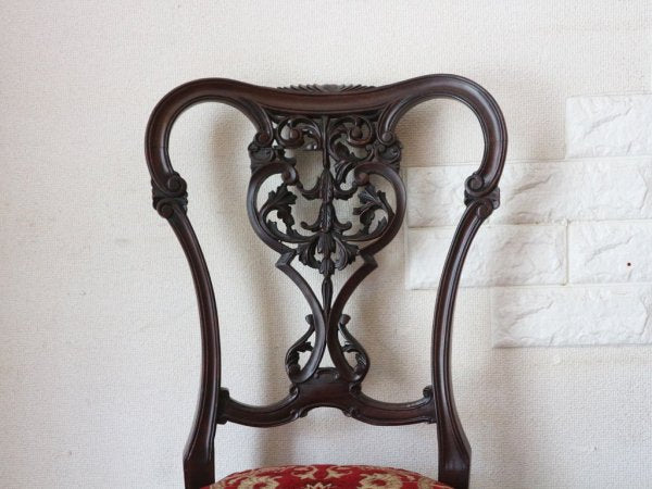 英国 アンティーク チッペンデール 様式 ダイニングチェア イギリス マホガニー材 ◎