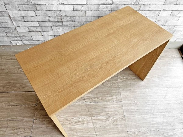 無印良品 MUJI オーク無垢材 コの字デスク W110cm 配線トレー付 ナチュラル シンプルデザイン 廃番 ●