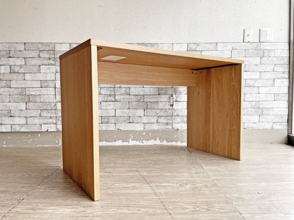無印良品 MUJI オーク無垢材 コの字デスク W110cm 配線トレー付 ナチュラル シンプルデザイン 廃番 ●