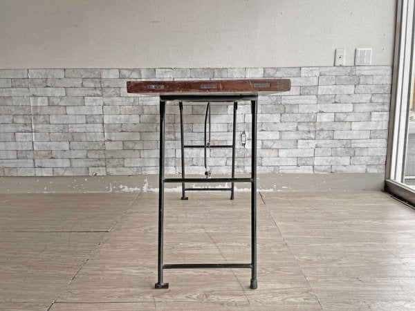 リメイク家具 古材 × スチール脚 フォールディングデスク ワークテーブル 長机 W152cm ビンテージスタイル ●