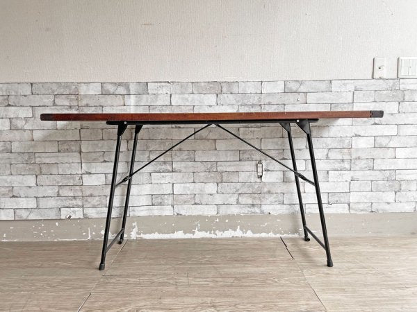 リメイク家具 古材 × スチール脚 フォールディングデスク ワークテーブル 長机 W152cm ビンテージスタイル ●